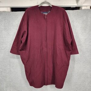Aspesi Womens Burgundy Cocoon Coat Italian Made Zip Front‎ Dolman Sleeve Size 38